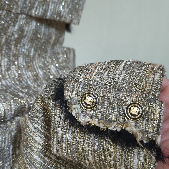 Zara Metallic Gold Tweed Jacket - Picture 5 of 5
